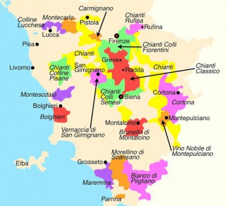 Chianti wine map