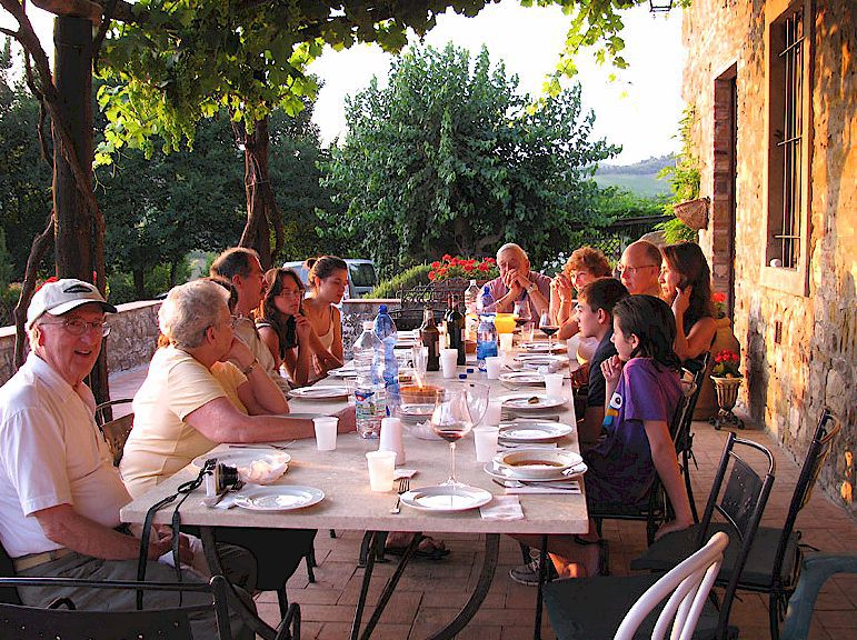 Dining outdoors in Chianti